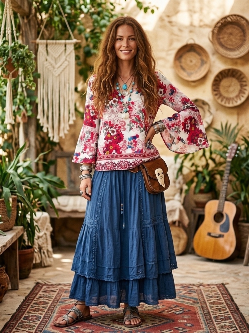 Violet & Claire Floral Belle Sleeve Top L Pink Cottagecore